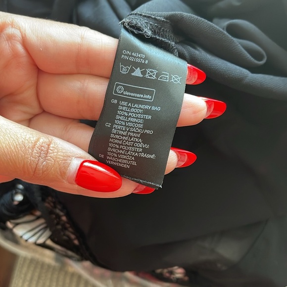 H&M Black Sheer Lace Fringe Blouse Size 12 - Picture 5 of 5